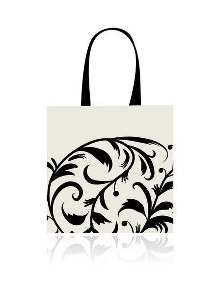 Shopping bag design, floral ornament - Vector, imagen