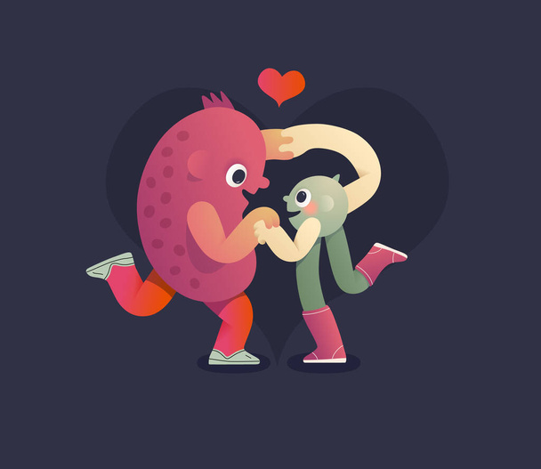 Perfect couple - flat vector illustration of perfect match - Vector, afbeelding