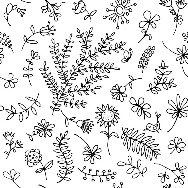 Floral ornament sketch, seamless background for your design - Vector, Image