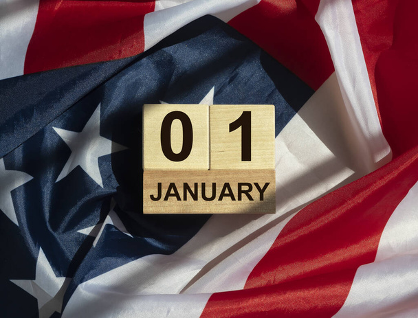 January 1 on american flag background - Фото, изображение