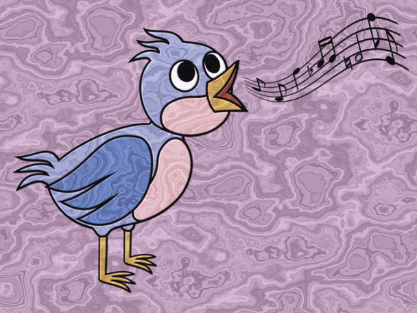 zpívá pták úlevu malba na generované textuře mramoru backgro - Fotografie, Obrázek