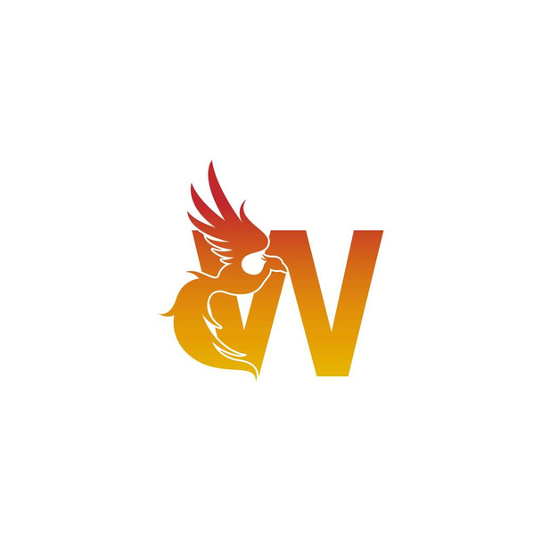 Значок літери W з ілюстрацією шаблону дизайну логотипу Фенікса
 - Вектор, зображення
