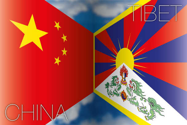 China vs tibet vlaggen - Vector, afbeelding