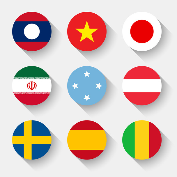 Flags of the world, round buttons - Vektör, Görsel