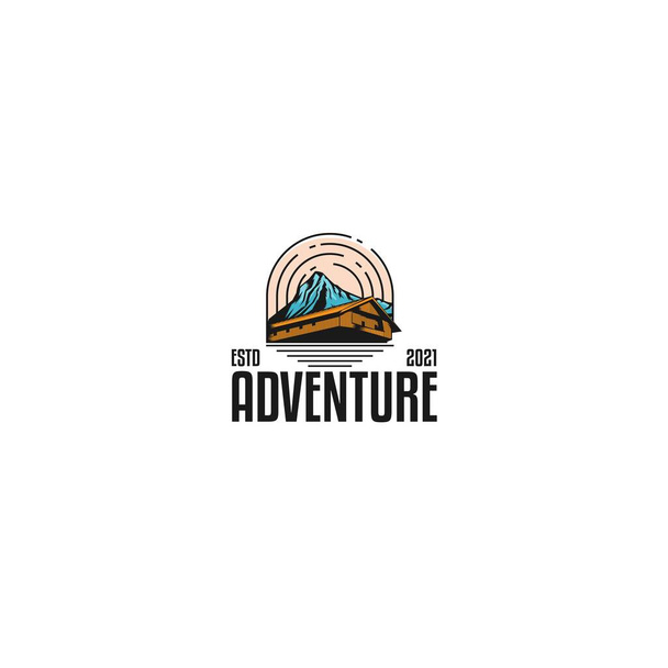 Σύγχρονη πολύχρωμο ADVENTURE ταξίδι λόφο σχεδιασμό λογότυπο - Διάνυσμα, εικόνα