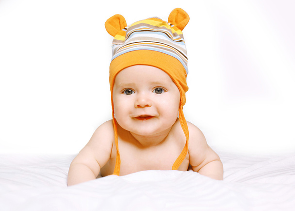 Portrait happy smiling baby in hat - Photo, Image