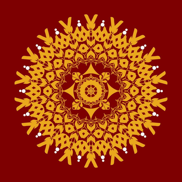 Mandala décoratif de luxe fond de conception en couleur or. Décoration de fleurs de luxe fond Ramadan - Vecteur, image
