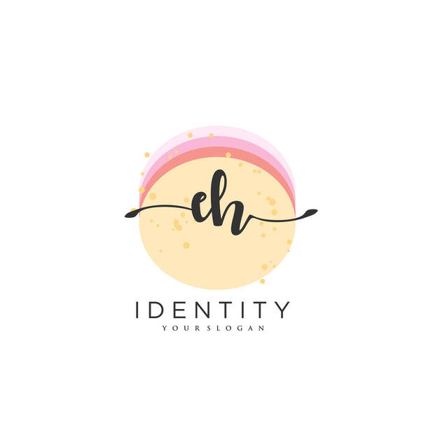 EH Handwriting logo vector art of initial signature, wedding, fashion, jewerly, boutique, floral and botanical with creative template for any company or business. - Vector, imagen