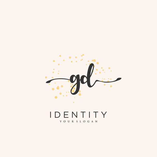 GD Handwriting logo vector art of initial signature, wedding, fashion, jewerly, boutique, floral and botanical with creative template for any company or business. - Vektor, Bild