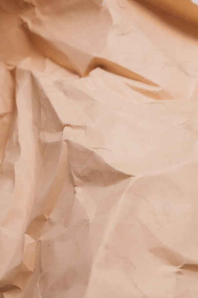 oranje gerimpelde gerimpelde papier achtergrond grunge textuur achtergrond - Foto, afbeelding