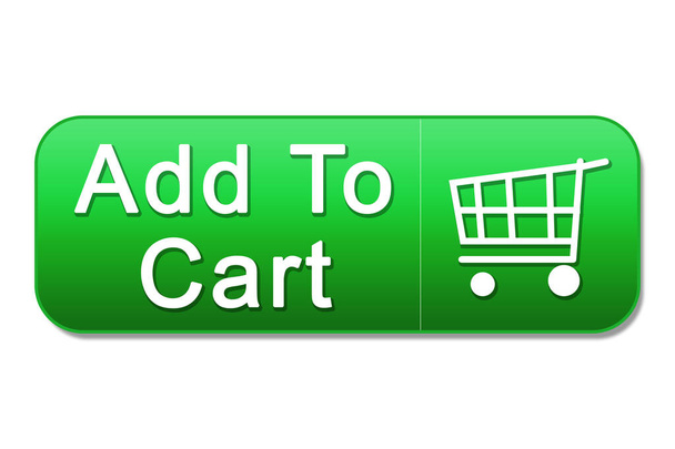 illustration of an add to cart button on white and green background - Фото, изображение