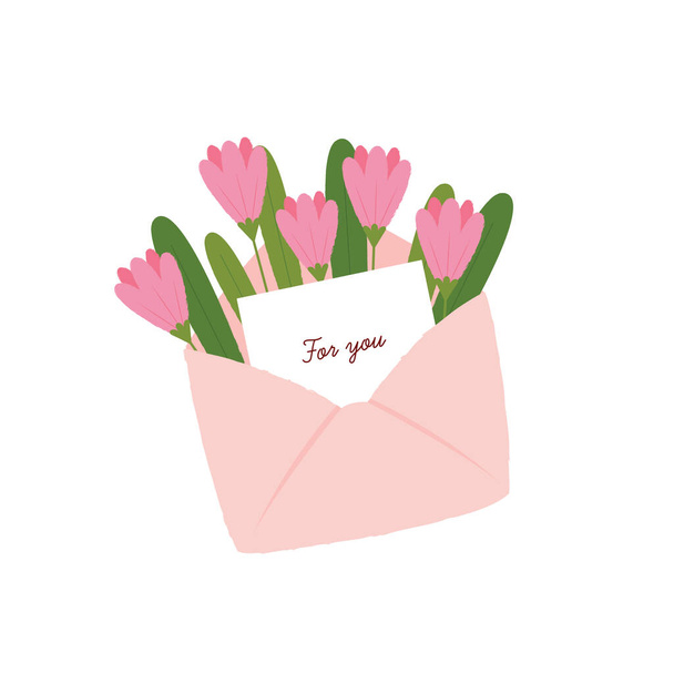 Letter in a bouquet from an envelope - Vector, imagen