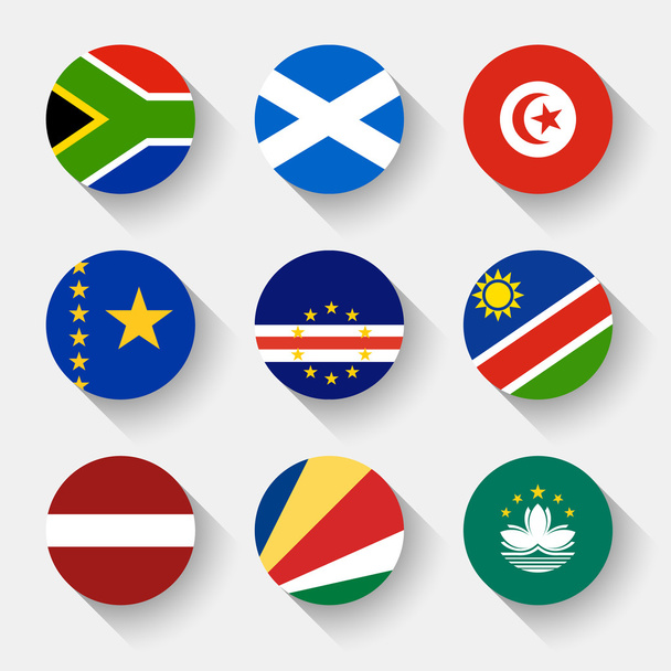 Flags of the world, round buttons - Вектор,изображение