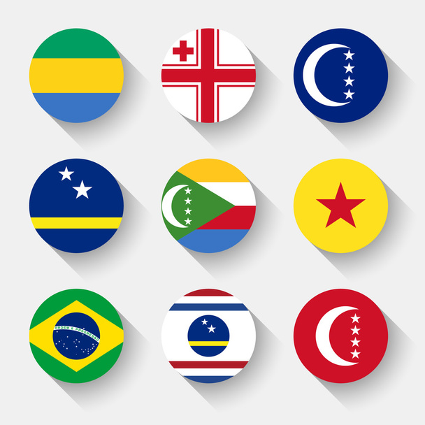 Flags of the world, round buttons - Vektor, kép