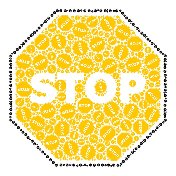Octagon Warning Stop Recursive Icon Mosaic of Self Icons - Διάνυσμα, εικόνα