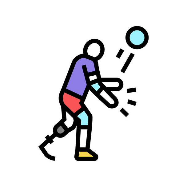 röplabda mozgássérült sportoló színes ikon vektor illusztráció - Vektor, kép