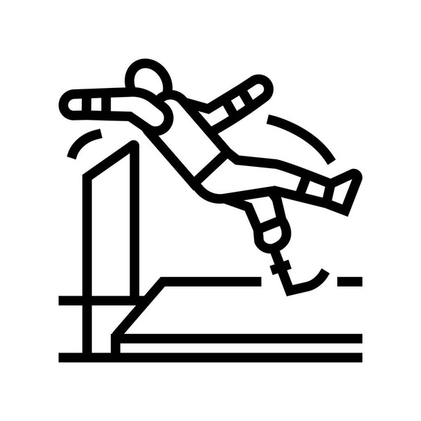 high jump handicapped athlete line icon vector illustration - Vector, Image