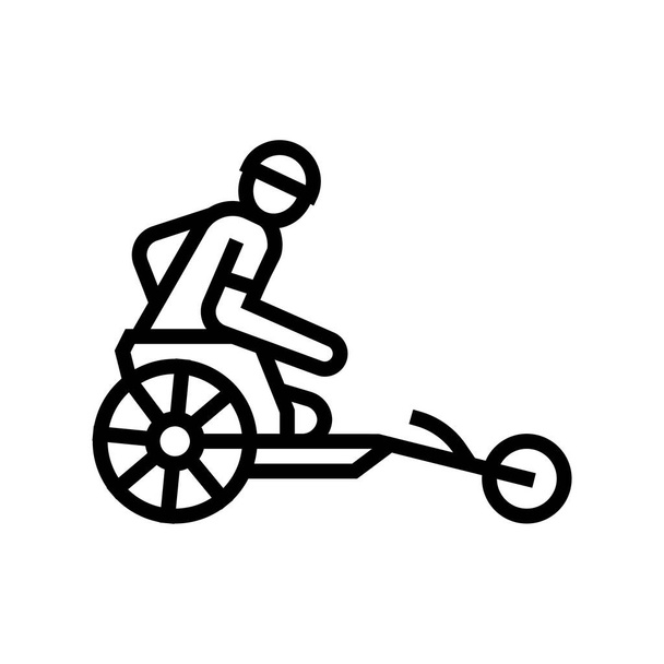 fiets rijden race gehandicapte atleet lijn pictogram vector illustratie - Vector, afbeelding