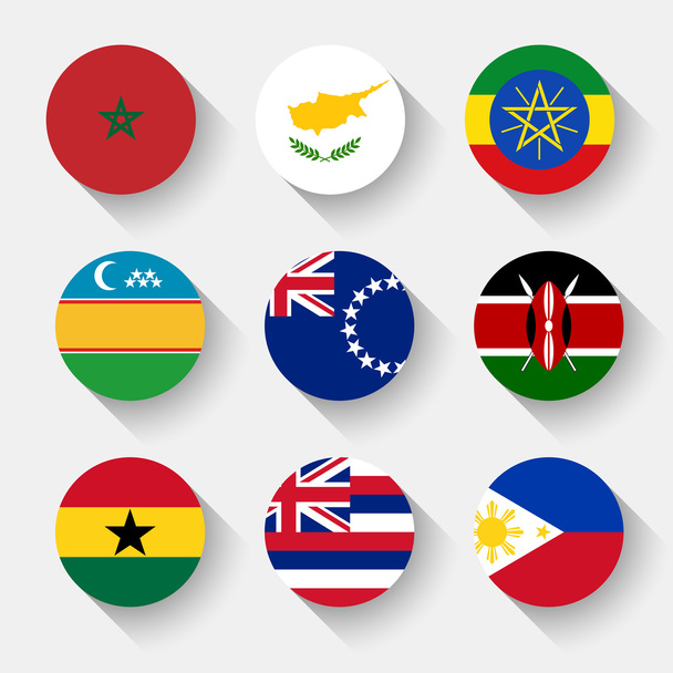 Flags of the world, round buttons - Wektor, obraz