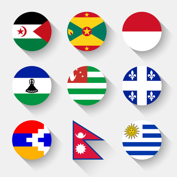 flagi świata, okrągłych przycisków - Wektor, obraz