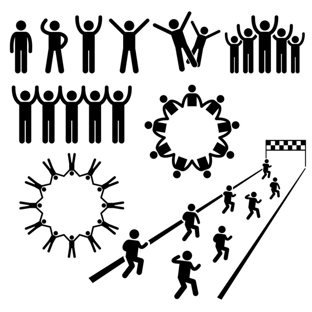 People Community Welfare Stick Figura iconos del pictograma
 - Vector, Imagen