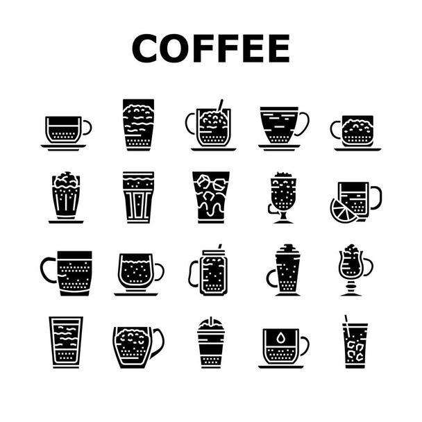 Tipos de café Energía Mañana Bebida Iconos Set Vector - Vector, Imagen