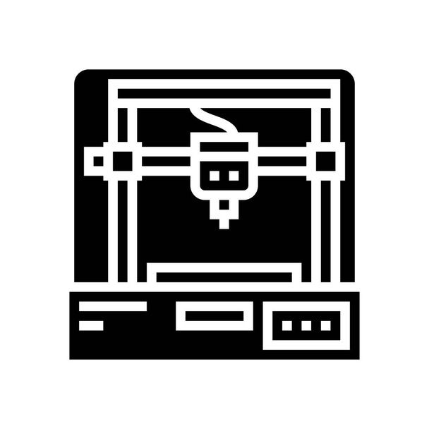 3d printer glyph icon vector illustration - Vector, Image
