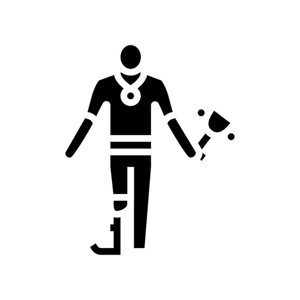 championship winner handicapped athlete glyph icon vector illustration - Vetor, Imagem