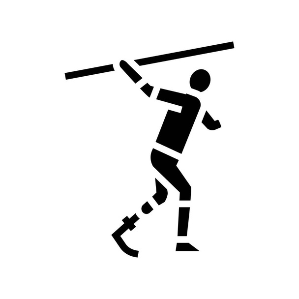 javelin-throwing handicapped athlete glyph icon vector illustration - Vector, Image