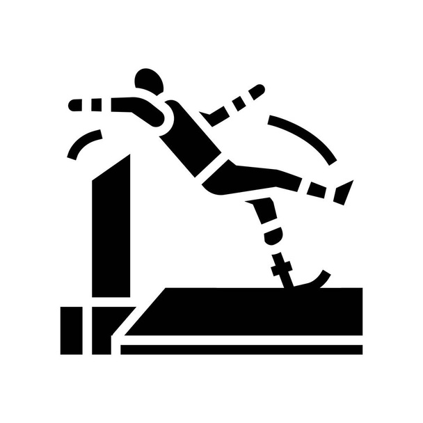 high jump handicapped athlete glyph icon vector illustration - Vetor, Imagem