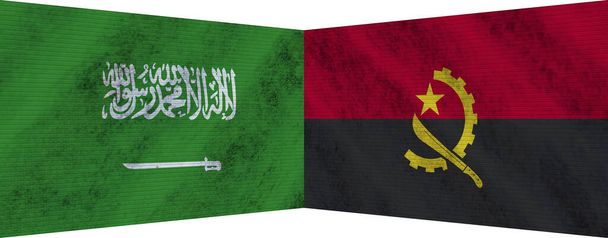 アンゴラとサウジアラビア2本の旗3Dイラスト - 写真・画像