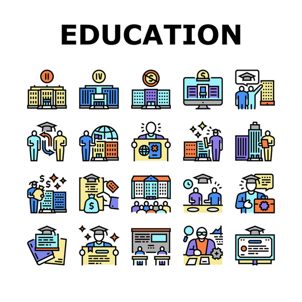 Iconen voor hoger onderwijs en afstudeerrichting - Vector, afbeelding