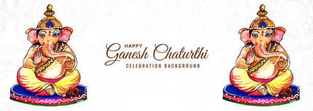 Indiai Vallási Fesztivál Ganesh Chaturthi Banner Háttér - Vektor, kép