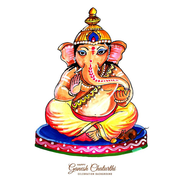 装飾主ganeshaのためにganesh chaturthiカード  - ベクター画像