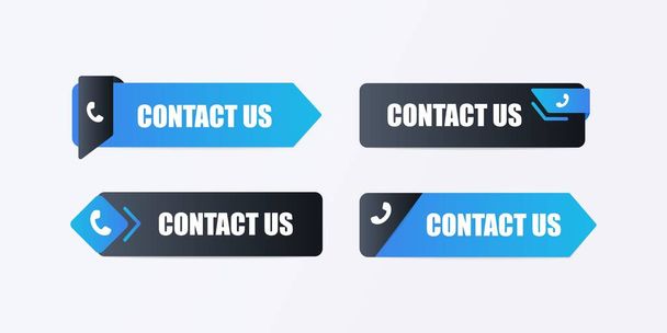 Contact us arrow template. Black advertising business sticker - Vector, Image
