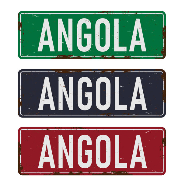 Angola road sign set isolated on white background. - Vecteur, image