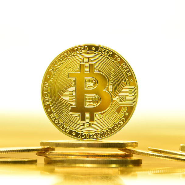 Bitcoin Cryptocurrency , gold coins , mining , future money - Photo, image