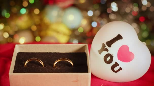 Heart Shape of I love You and Wedding Ring on Bokeh Background - Footage, Video