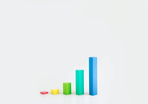3d renderizar gráfico de negócios sobre fundo cinza, arco-íris infográfico de negócios - Foto, Imagem