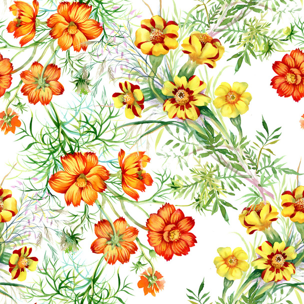 Wild flowers seamless pattern - Zdjęcie, obraz