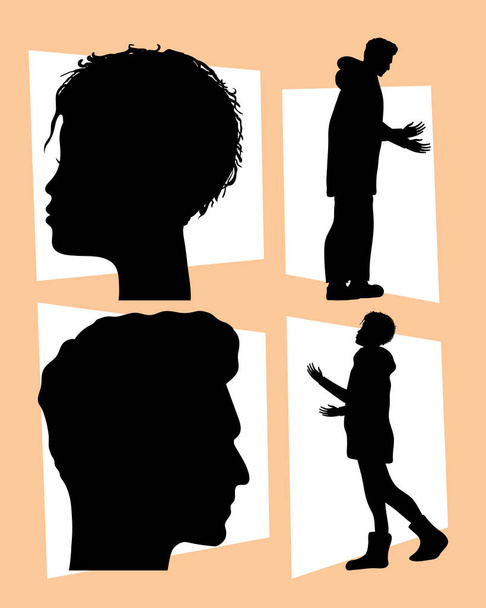 persons and profiles silhouettes - Vetor, Imagem