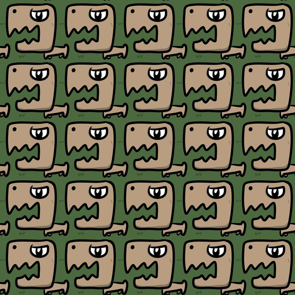seamless pattern of cute monster cartoon - Fotoğraf, Görsel