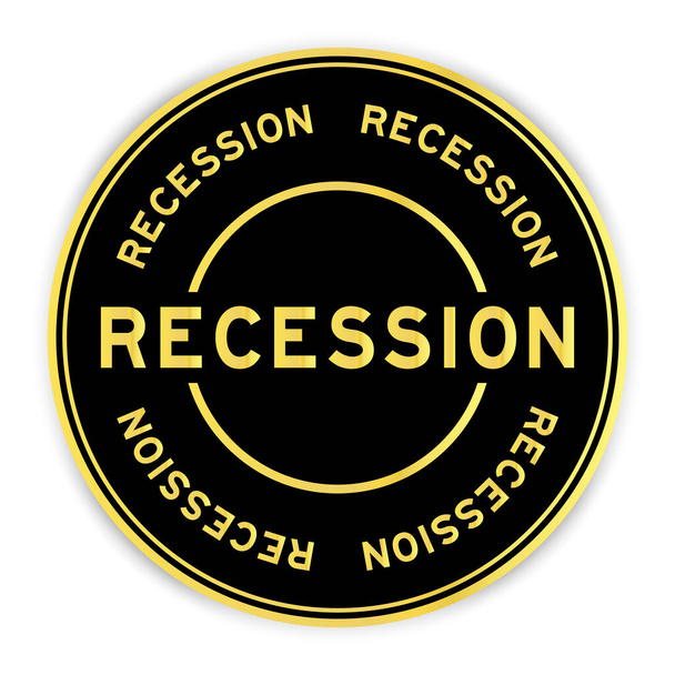 Black and gold color round label sticker with word recession on white background - Vettoriali, immagini
