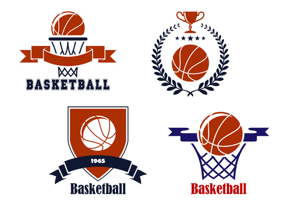 μπάσκετ ομάδα εμβλήματα ή σύμβολα - Διάνυσμα, εικόνα