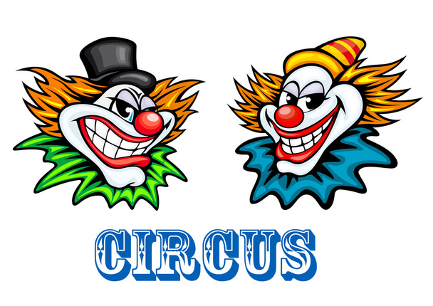 Personajes de payasos de circo coloridos
 - Vector, imagen