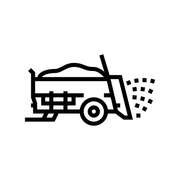 trágya szóró mezőgazdasági gép vonal ikon vektor illusztráció - Vektor, kép