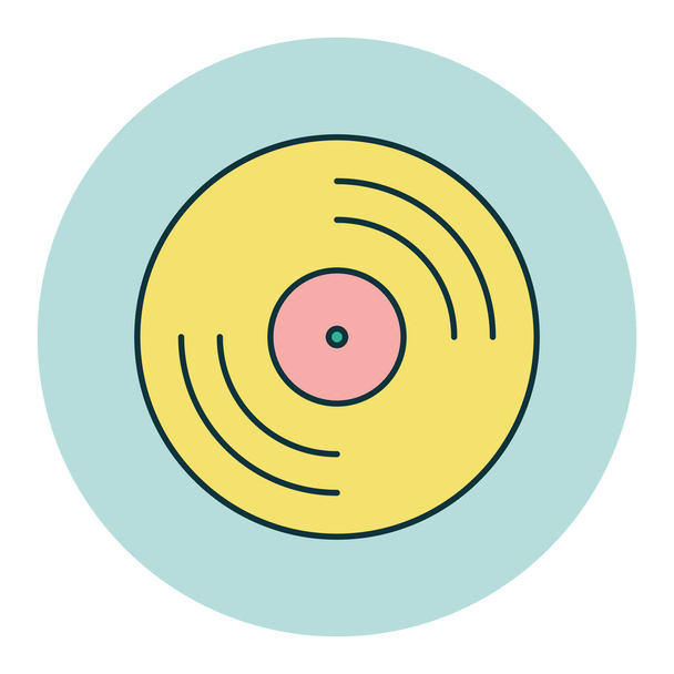 Vinyl record, lp record color flat vector icon. Music sign. Graph symbol for music and sound web site and apps design, logo, app, UI - Vetor, Imagem