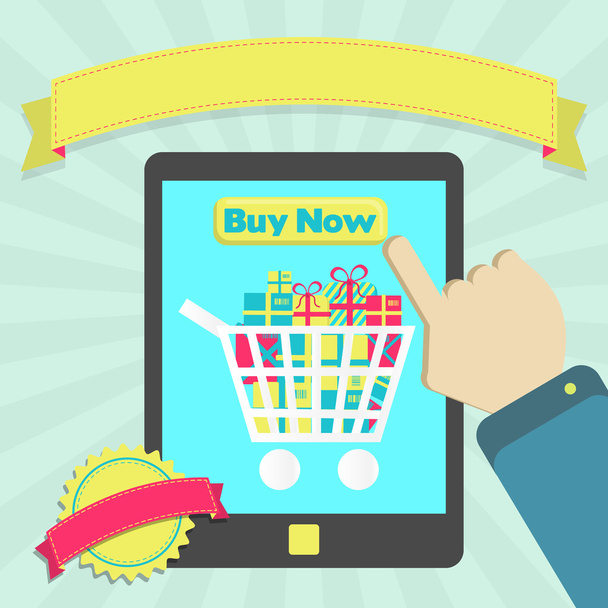 Buy online through tablet - Vector, Image