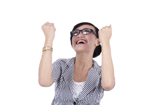 Erfolgreiche Geschäftsfrau äußert sich glücklich - Foto, Bild
