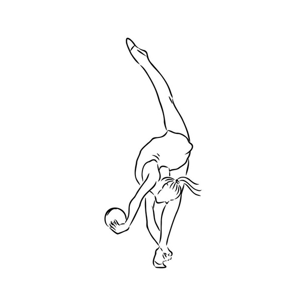 Gimnasia rítmica. La silueta de una chica con una cinta. Hermosa gimnasta. La mujer es delgada y joven. Ilustración vectorial
. - Vector, imagen